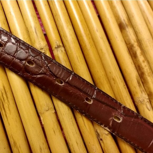 EUC GATOR COWHIDE Brown Belt w/Gold Hardware Made in USA - Picture 5 of 11